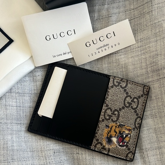 🆕💯% Auth Gucci GG Supreme Canvas Card Case Unisex NWT Black - Picture 7 of 7